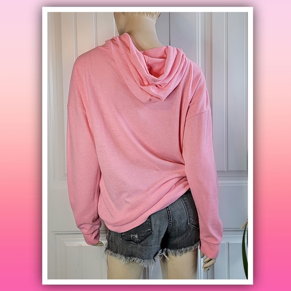 Rue 21 pink hoodie sweatshirt graphic silver glitter LOVE print women's … - Picture 4 of 6